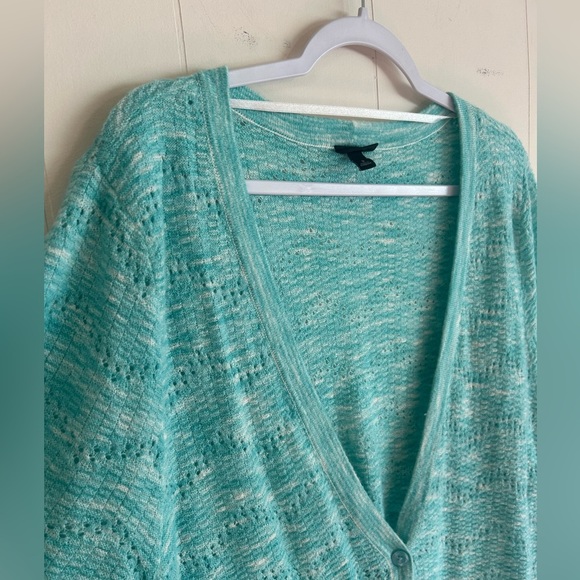Torrid Size 3 (3X) SHORT SLEEVE CARDIGAN SWEATER - LIGHT BLUE, button up - Picture 7 of 8